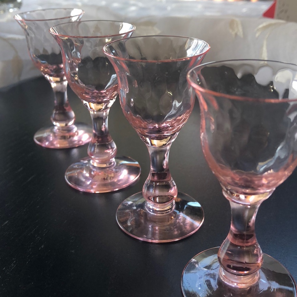 Vintage Pink Depression Wine Aperitif Glasses
